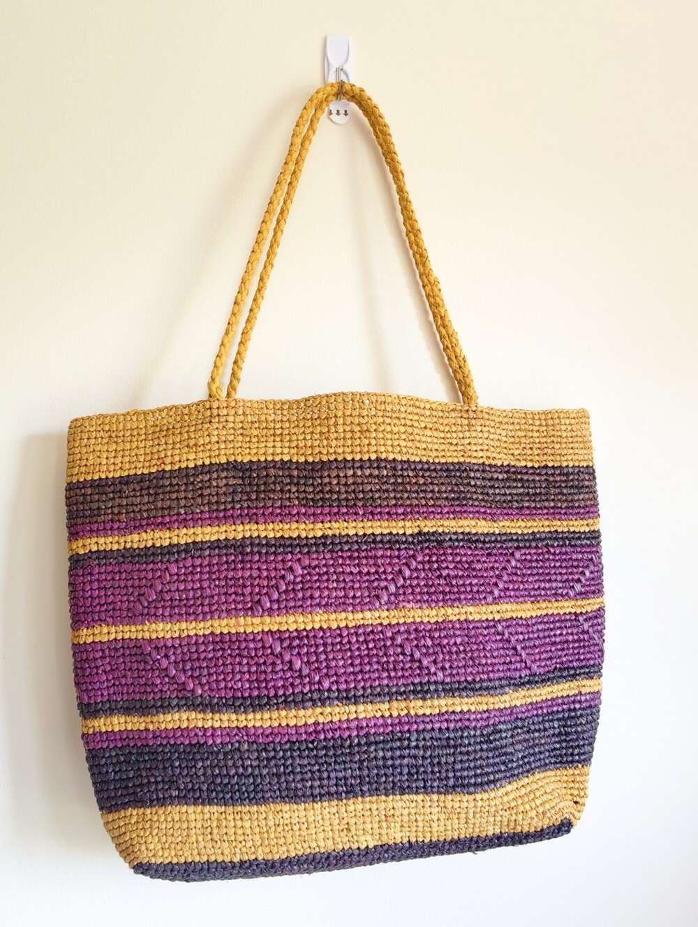 Handwoven Raffia Tote Bag Summer Beach Shoulder Bag Natual Straw Large Bag